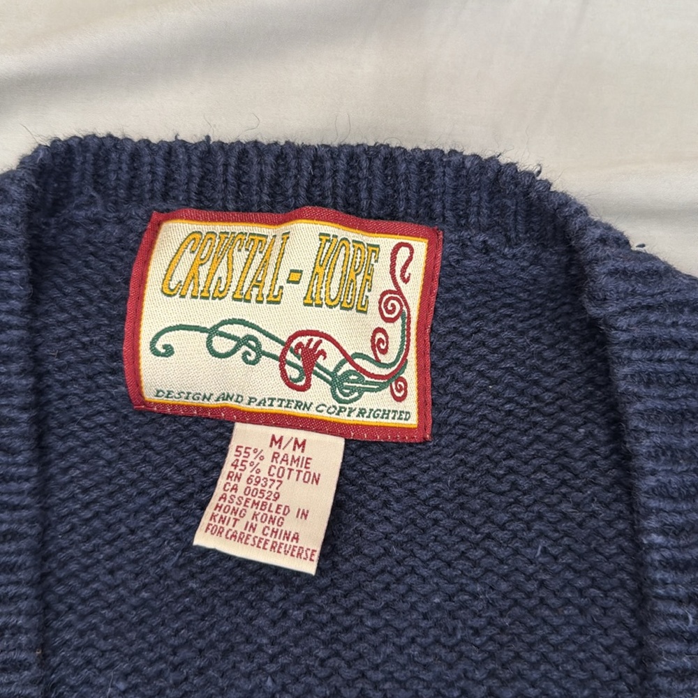 Vintage Cristal Kobe knitted Christmas sweater vest sz M rare - Picture 9 of 11
